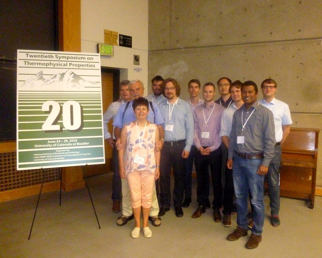 Group photo at the 20th Symposium on Thermophysical Properties in Boulder, CO including the Touloukian Awardee Alfred Leipertz and Nadejda Popovska-Leipertz