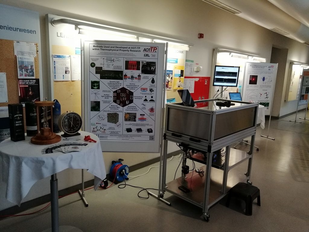Photograph showing the equipment prepared for the Lange Nacht der Wissenschaften 2019