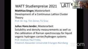 Screenshot from the WATT Studienpreis ceremony